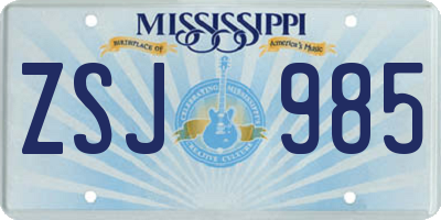 MS license plate ZSJ985