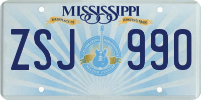 MS license plate ZSJ990