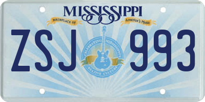 MS license plate ZSJ993