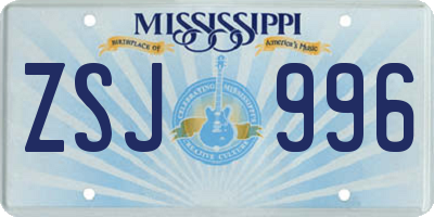 MS license plate ZSJ996