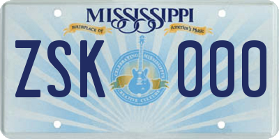 MS license plate ZSK000
