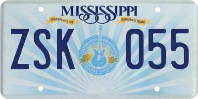 MS license plate ZSK055