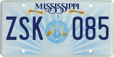 MS license plate ZSK085