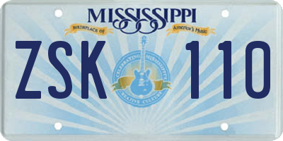 MS license plate ZSK110