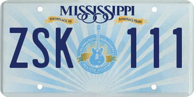 MS license plate ZSK111
