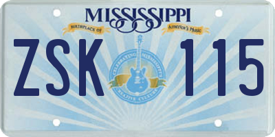 MS license plate ZSK115