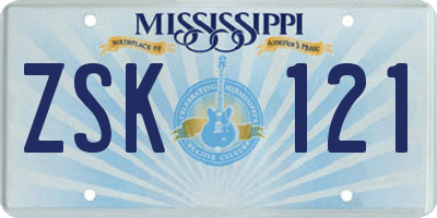 MS license plate ZSK121