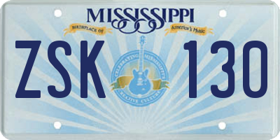 MS license plate ZSK130