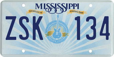 MS license plate ZSK134