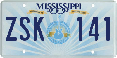 MS license plate ZSK141