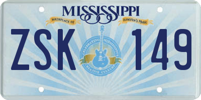 MS license plate ZSK149