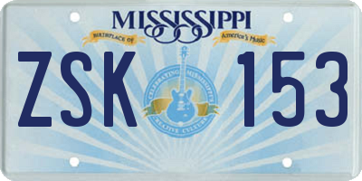 MS license plate ZSK153