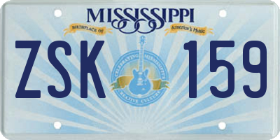 MS license plate ZSK159
