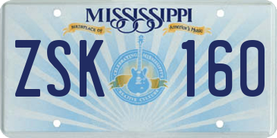 MS license plate ZSK160