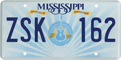 MS license plate ZSK162
