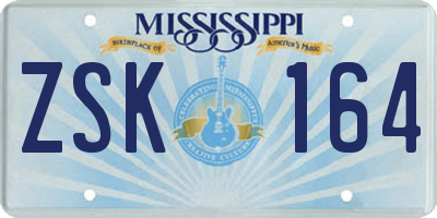 MS license plate ZSK164