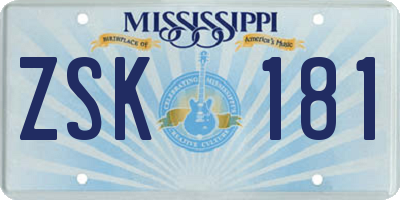 MS license plate ZSK181
