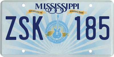MS license plate ZSK185
