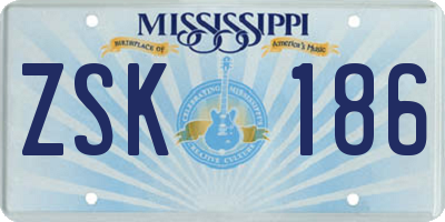 MS license plate ZSK186