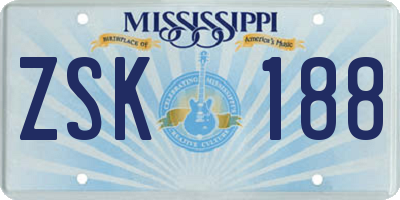 MS license plate ZSK188