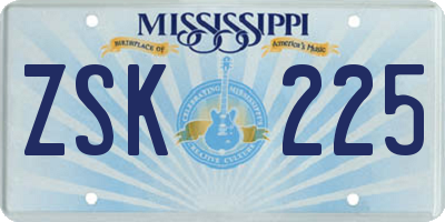 MS license plate ZSK225