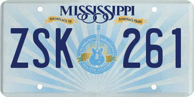 MS license plate ZSK261