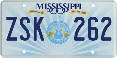 MS license plate ZSK262