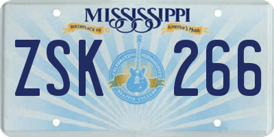 MS license plate ZSK266
