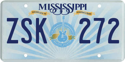 MS license plate ZSK272