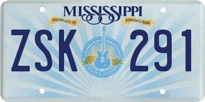 MS license plate ZSK291