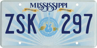 MS license plate ZSK297