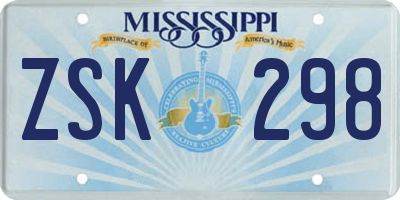 MS license plate ZSK298