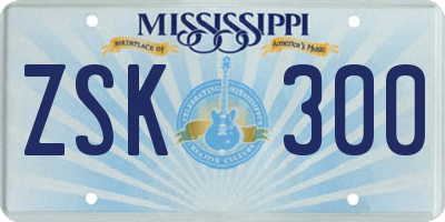 MS license plate ZSK300