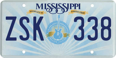 MS license plate ZSK338