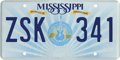 MS license plate ZSK341
