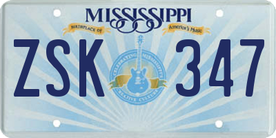MS license plate ZSK347
