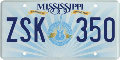 MS license plate ZSK350