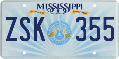 MS license plate ZSK355