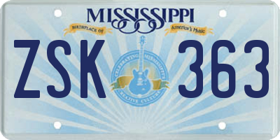 MS license plate ZSK363