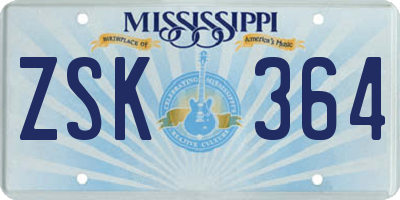 MS license plate ZSK364
