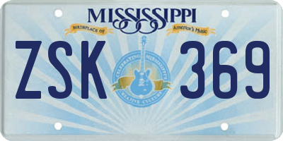 MS license plate ZSK369