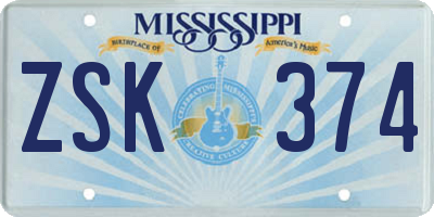 MS license plate ZSK374
