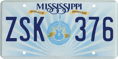 MS license plate ZSK376