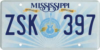 MS license plate ZSK397