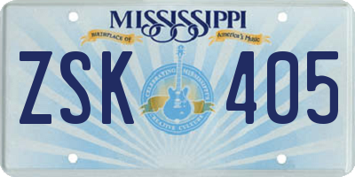 MS license plate ZSK405