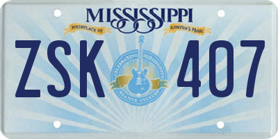 MS license plate ZSK407