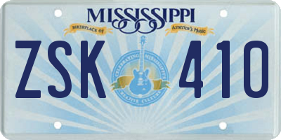 MS license plate ZSK410