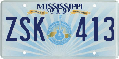 MS license plate ZSK413