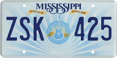 MS license plate ZSK425