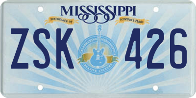 MS license plate ZSK426